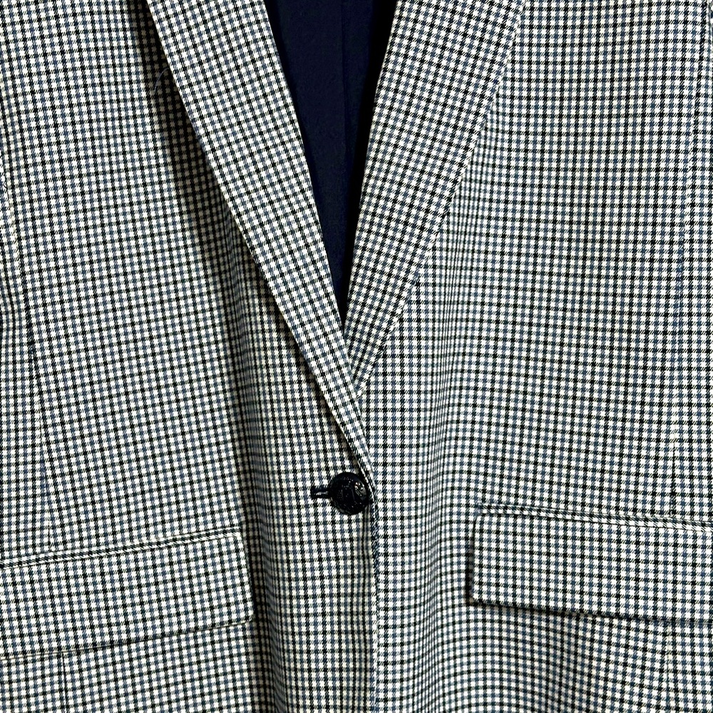 Ann Taylor Loft NWT Relaxed Modern Houndstooth Blazer in Blue & Black Plaid 10 - Picture 14 of 15